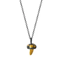 Tomfoolery Golden Mushroom Pendant New