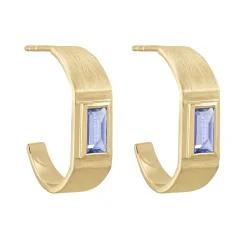 Tomfoolery Gold-Plated Baguette Gemstone Hoop Earrings Outlet