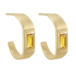 Tomfoolery Gold-Plated Baguette Gemstone Hoop Earrings Outlet
