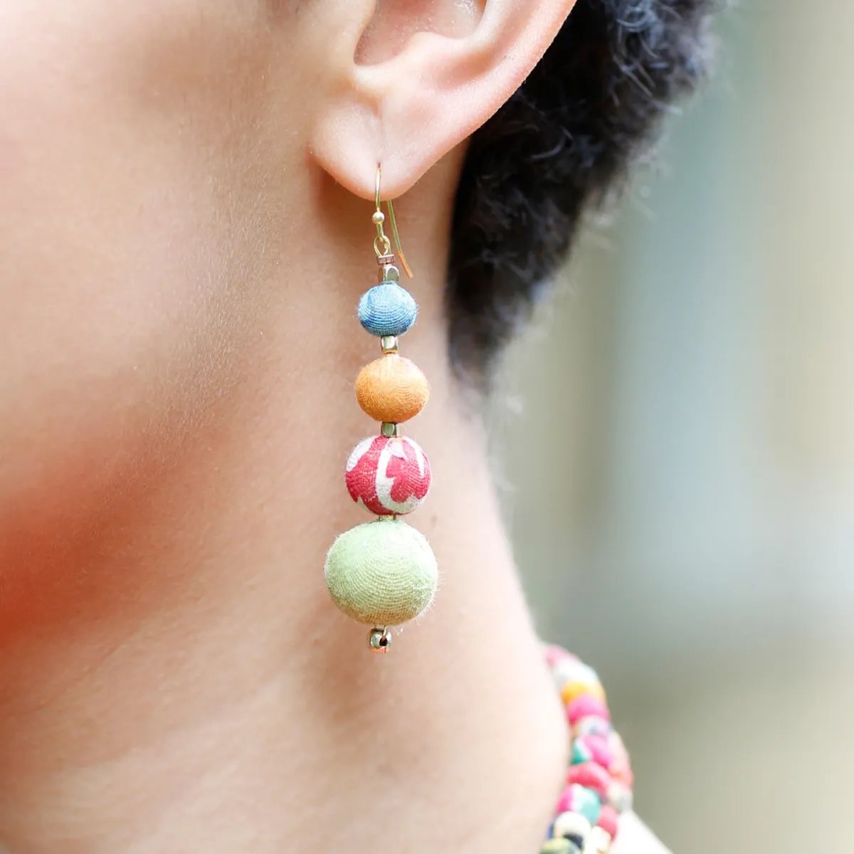Tomfoolery Graduated Kantha Drop Earrings Best