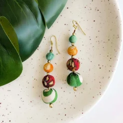 Tomfoolery Graduated Kantha Drop Earrings Best
