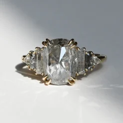 Tomfoolery Grande Storm Rose Cut Salt & Pepper Five Stone Ring Fashion