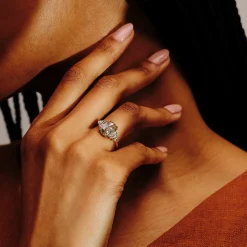Tomfoolery Grande Storm Rose Cut Salt & Pepper Five Stone Ring Fashion