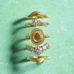 Tomfoolery Grass Leaf Champagne Diamond Band Clearance
