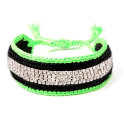 Tomfoolery Green & Black Sunkissed Shores Wide Woven Bracelet Fashion