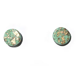 Tomfoolery Green & Gold Splatter Studs Fashion