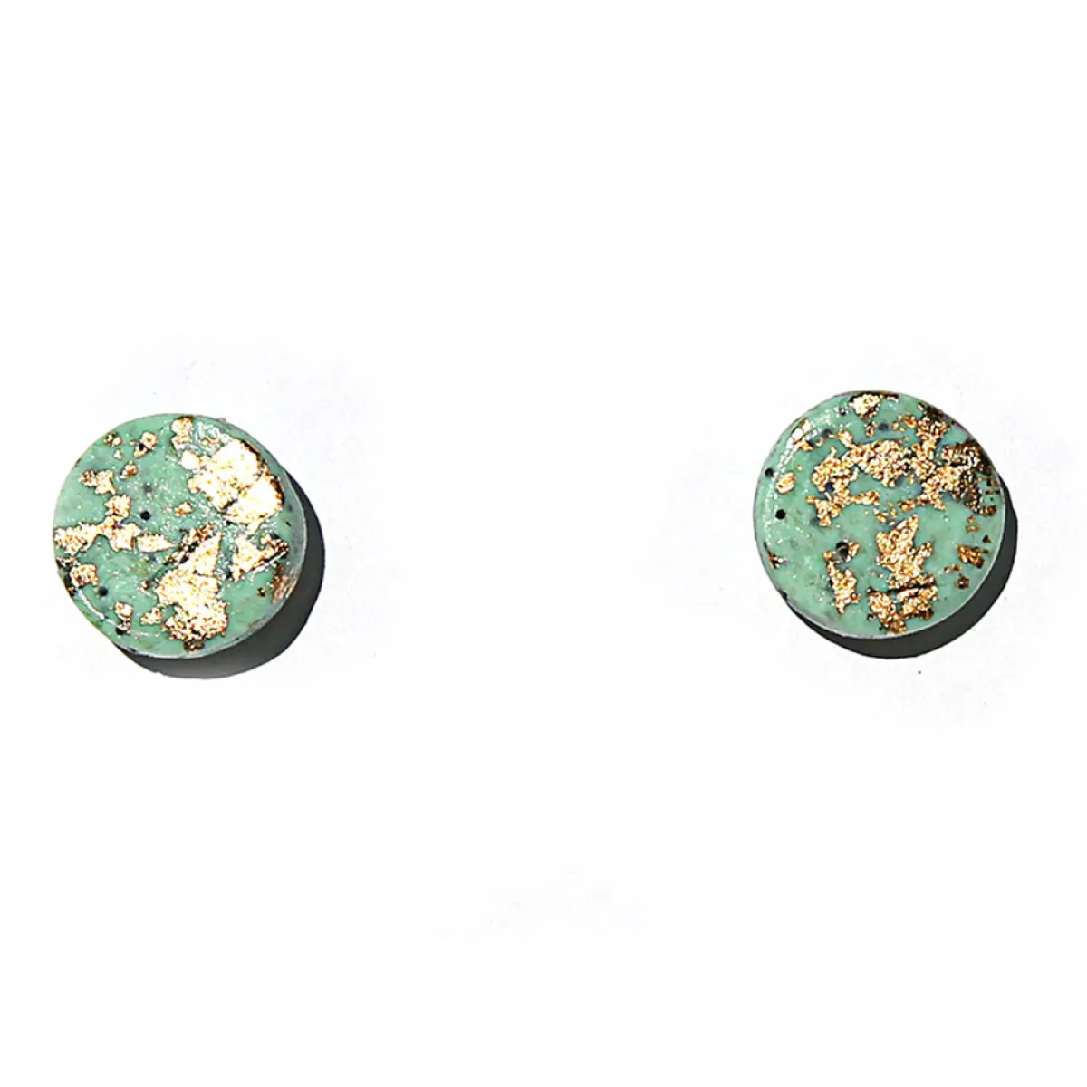 Tomfoolery Green & Gold Splatter Studs Fashion