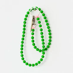 Tomfoolery Green & Rose Perlen Wooden Beaded iPhone & Keychain New