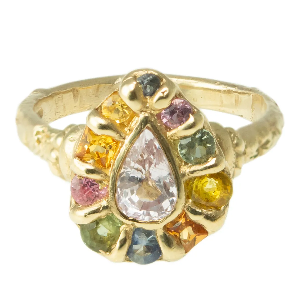 Tomfoolery Green & Yellow Kaleidoscope Halo Ring Outlet