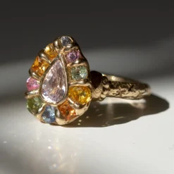 Tomfoolery Green & Yellow Kaleidoscope Halo Ring Outlet