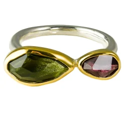 Tomfoolery Green Amethyst & Red Tourmaline Two Stone Ring Best