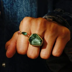 Tomfoolery Green Amethyst & Red Tourmaline Two Stone Ring Best