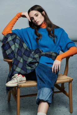 Tomfoolery Green, Blue and Black Highland Check Scarf Discount