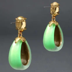 Tomfoolery Green Bonbon Crystal Lucite Teardrop Hoops Sale