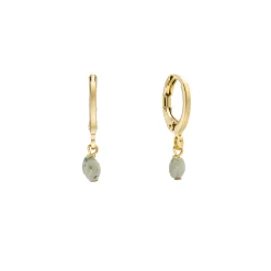 Tomfoolery Green Dendritic Gemstone Hoops Discount