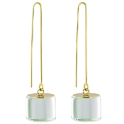 Tomfoolery Green Glass Drop Earrings New