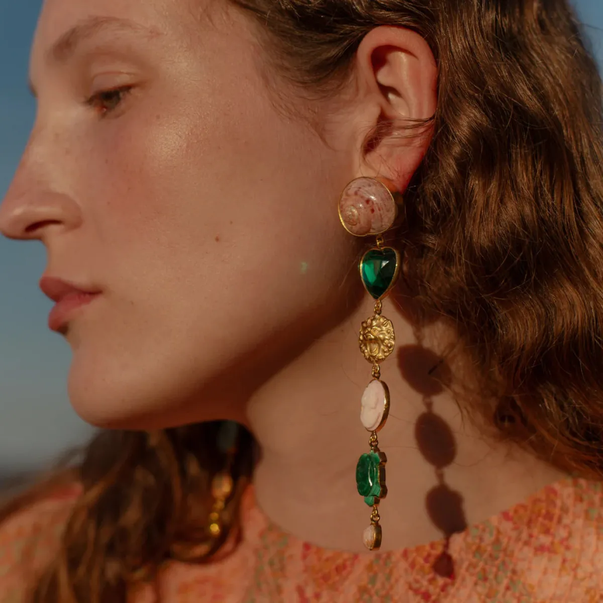 Tomfoolery Green Heart & Star Drop Earrings Hot