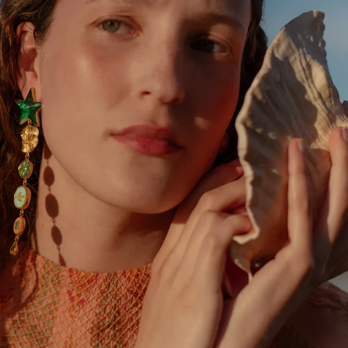 Tomfoolery Green Heart & Star Drop Earrings Hot