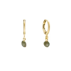 Tomfoolery Green Indian Agate Gemstone Hoops Clearance