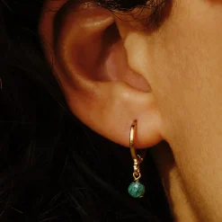 Tomfoolery Green Indian Agate Gemstone Hoops Clearance