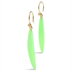 Tomfoolery Green Lucite Sliver Drop Earrings New