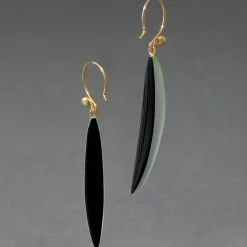 Tomfoolery Green Lucite Sliver Drop Earrings New