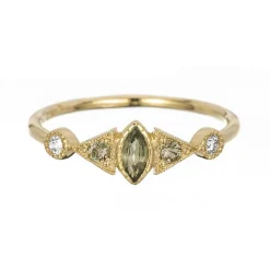Tomfoolery Green Sapphire Marquise Duo Deco Ring Hot