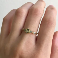 Tomfoolery Green Sapphire Marquise Duo Deco Ring Hot