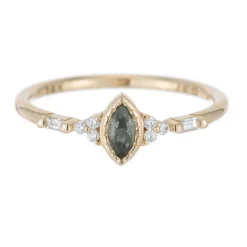 Tomfoolery Green Sapphire Marquise Poeme Ring Clearance