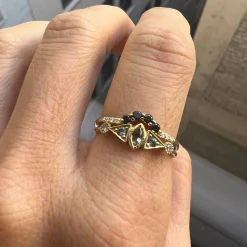 Tomfoolery Green Sapphire Marquise Poeme Ring Clearance