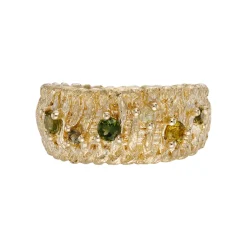 Tomfoolery Green Sapphire Tapered Woven Ring Clearance