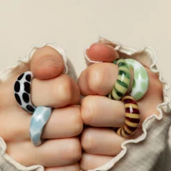 Tomfoolery Green Stardust Polka Dot Glass Ring Online