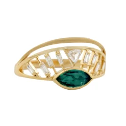 Tomfoolery Green Tourmaline & Diamond Open Eye Crown Ring Online