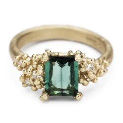 Tomfoolery Green Tourmaline & Diamond Encrusted Ring Online