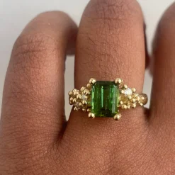 Tomfoolery Green Tourmaline & Diamond Encrusted Ring Online