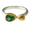 Tomfoolery Green Tourmaline & Yellow Beryl Two Stone Ring Hot