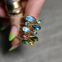Tomfoolery Green Tourmaline & Yellow Beryl Two Stone Ring Hot