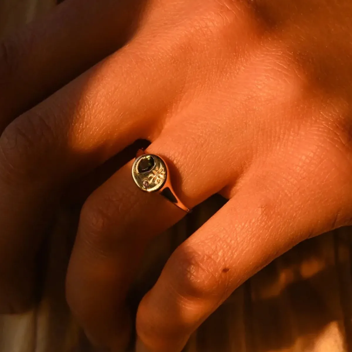 Tomfoolery Green Tourmaline Mini Night Market Signet Ring Best