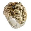 Tomfoolery Green Tourmaline Silver & Gold Chunky Ring Clearance