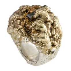 Tomfoolery Green Tourmaline Silver & Gold Chunky Ring Clearance
