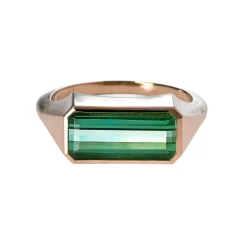 Tomfoolery Green Tourmaline Solo Signet No.46 Art Ring Discount