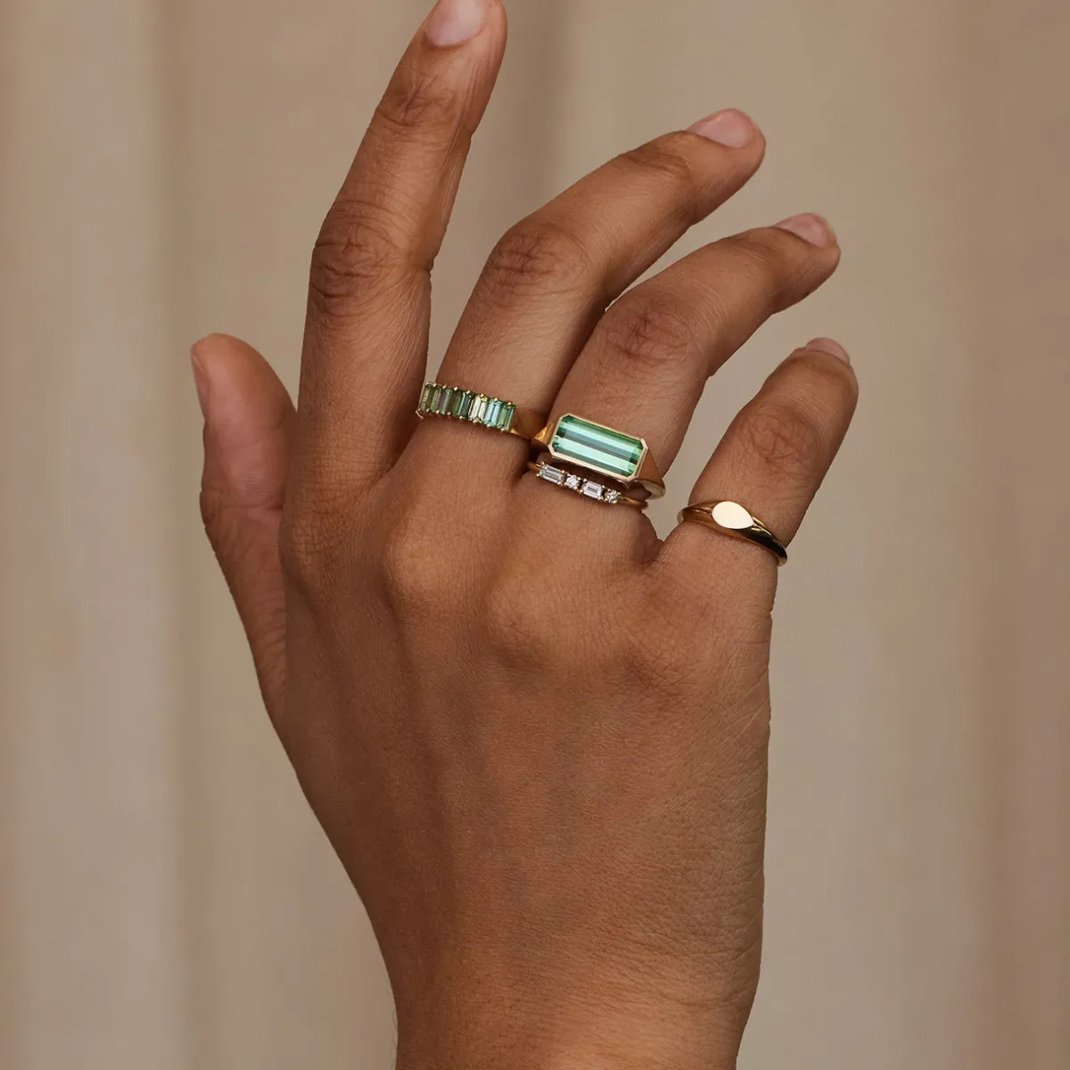Tomfoolery Green Tourmaline Solo Signet No.46 Art Ring Discount