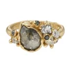Tomfoolery Grey Pear Rose Cut Diamond Cluster Art Ring New