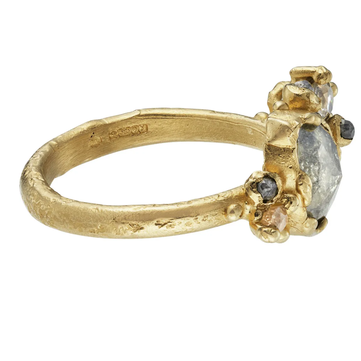 Tomfoolery Grey Pear Rose Cut Diamond Cluster Art Ring New