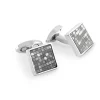 Tomfoolery Grid-Patterned Grey Leather Cufflinks New