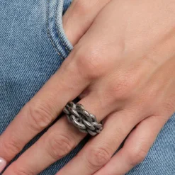 Tomfoolery Gunmetal Metallic Magna Ring Fashion