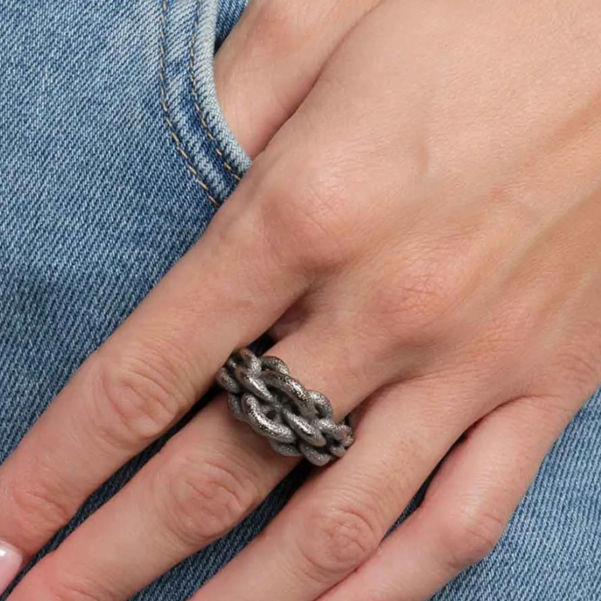 Tomfoolery Gunmetal Metallic Magna Ring Fashion