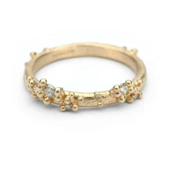 Tomfoolery Half Round Band With Diamonds & Granules Fashion