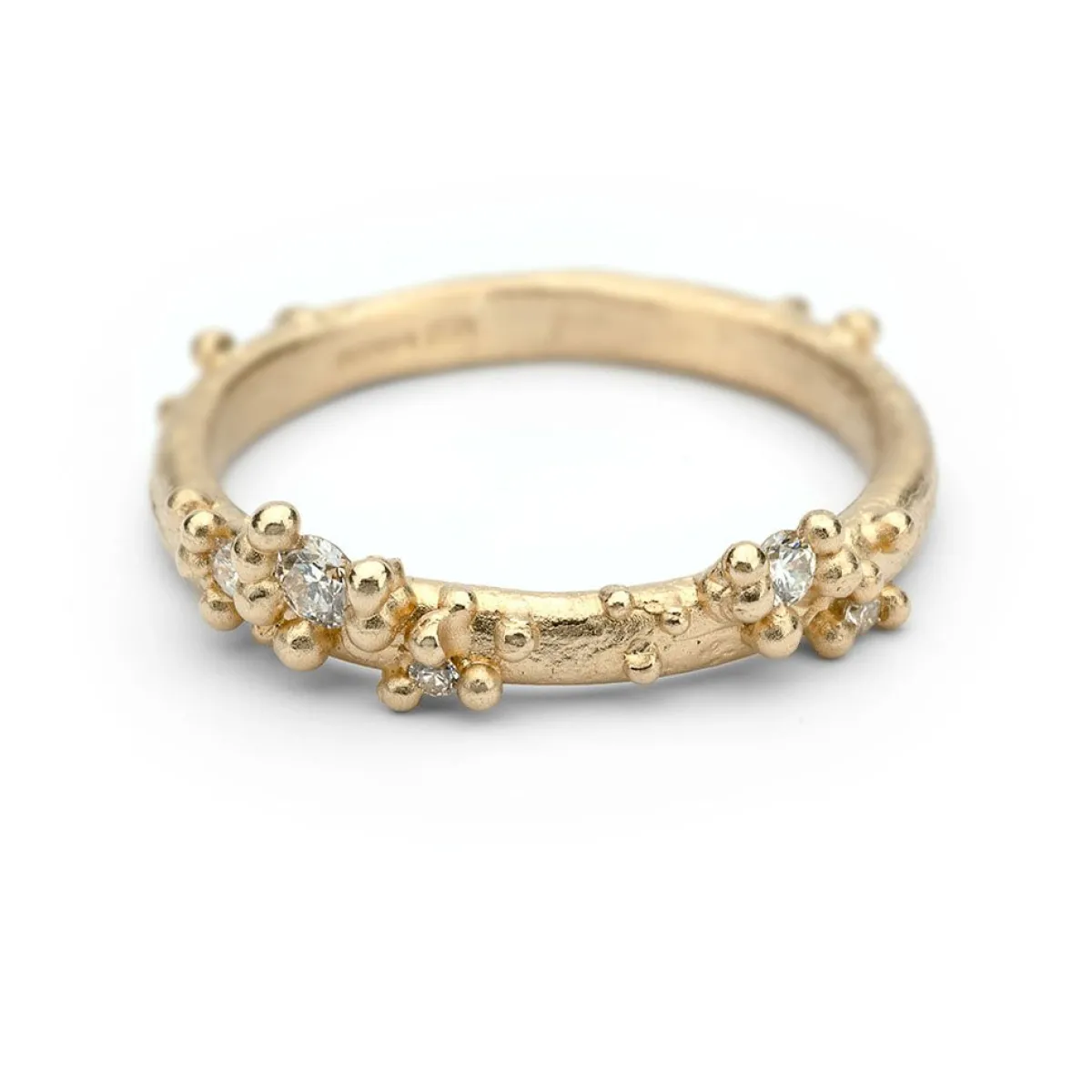 Tomfoolery Half Round Band With Diamonds & Granules Fashion
