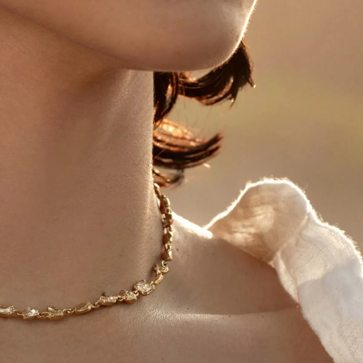 Tomfoolery Hali Gold & White Sapphire Necklace Fashion